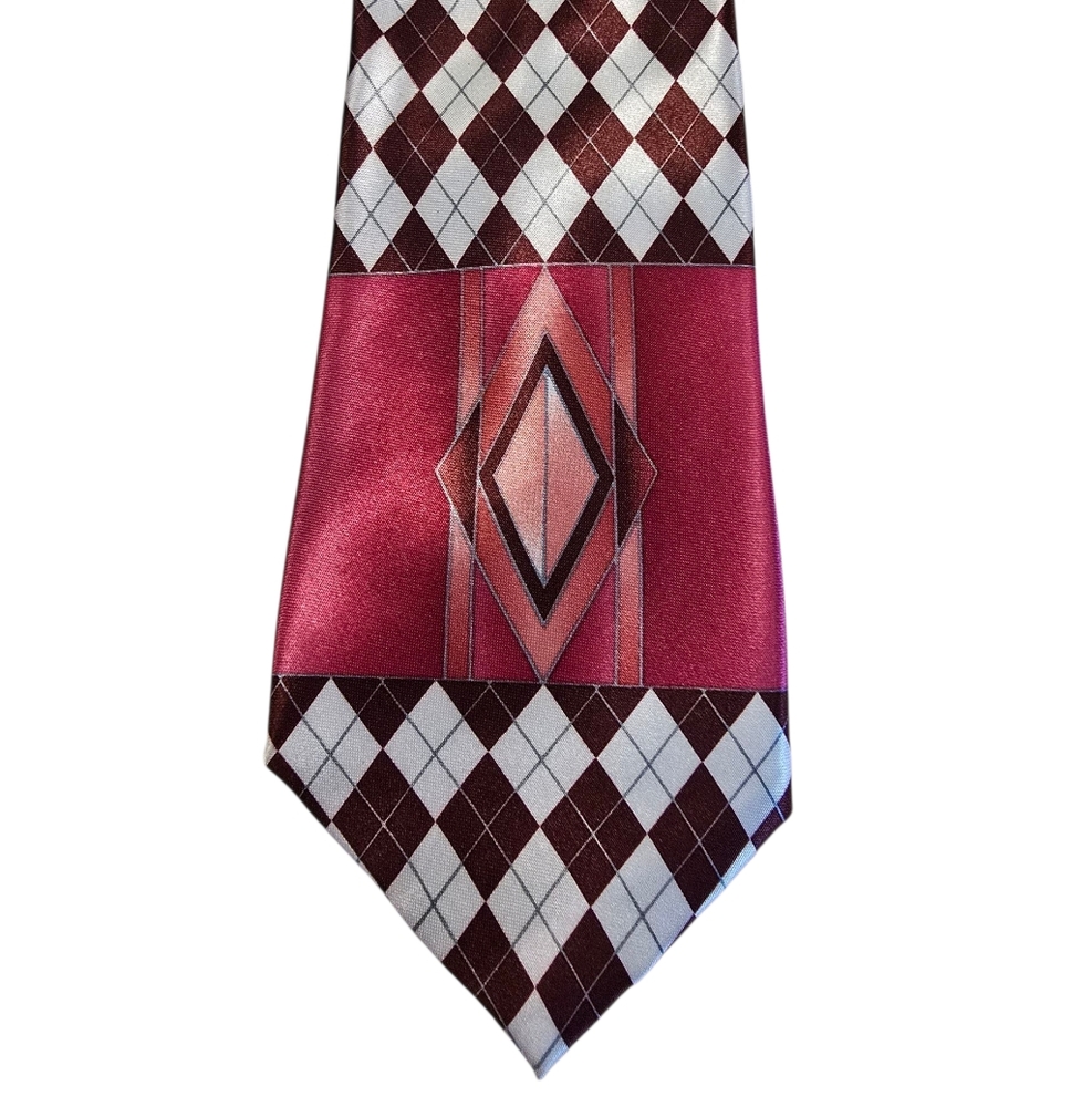 George Martin Pink and Brown Geometric Men's Tie